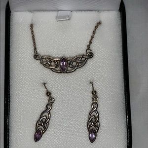 Silver necklace and earrings set 925